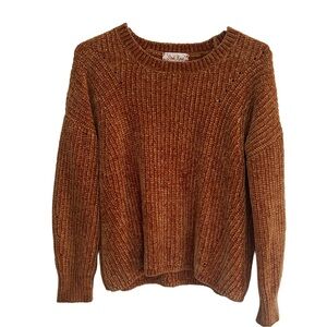 Pink Rose Women’s Cozy Rust Orange Crewneck Long Sleeve Chunky Sweater Size L